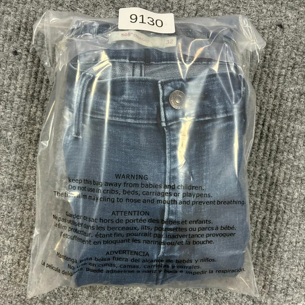 Levis 505 Mens Straight Leg Jeans Size 32x32 Blue Denim Classic Fit Low Rise